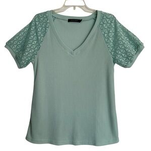 Merokeety Light Green Waffle Knit Top Size Medium